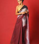 Maroon & Black Aves Blended Georgette Digital Printed Saree