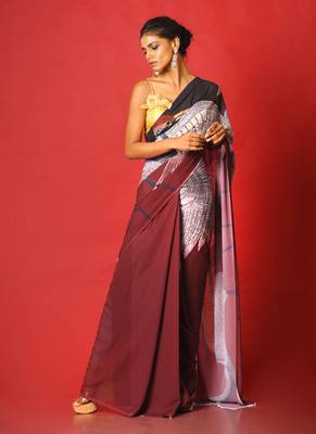 Maroon & Black Aves Blended Georgette Digital Printed Saree 2