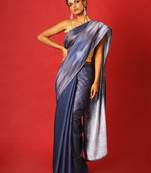 Grey Whiny Ikkat Blended Linen Satin Digital Printed Saree