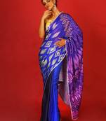 Midnight Ikkat Blended Linen Satin Digital Printed Saree