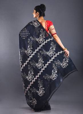 Black Pure Silk Saree 3