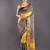 Yellow & Black Tussar Silk Saree With Zari Border