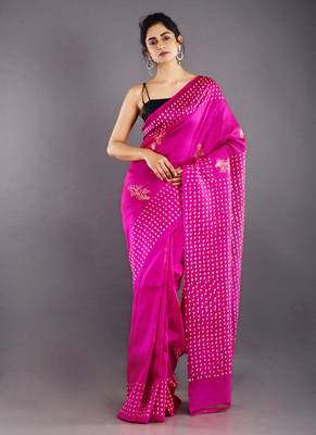 Pink & Offwhite Color Pure Silk Saree 2