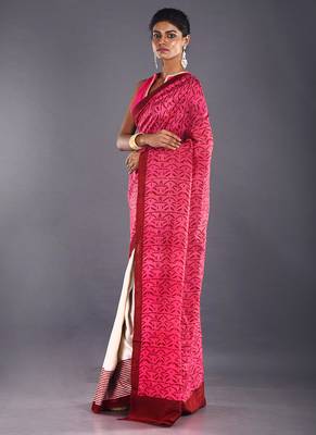 Pink & Maroon Color Pure Silk Saree 2