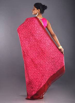 Pink & Maroon Color Pure Silk Saree 3