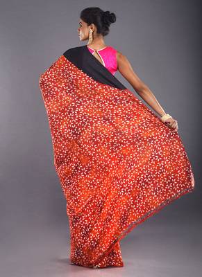 Black & Red Color Pure Silk Saree 3