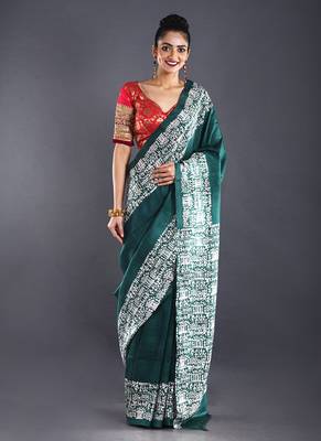 Green Pure Silk Saree 1