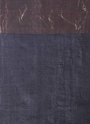 Navy Blue Tussar Silk Saree With Zari Border 4