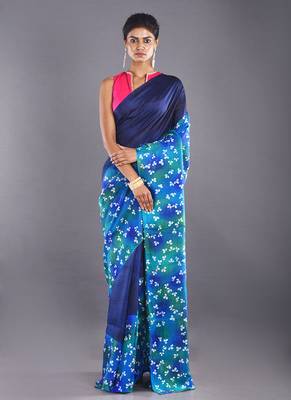 Multi & Blue Color Pure Silk Saree 1