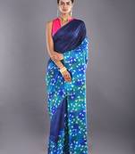 Multi & Blue Color Pure Silk Saree