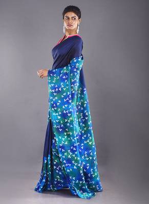 Multi & Blue Color Pure Silk Saree 2