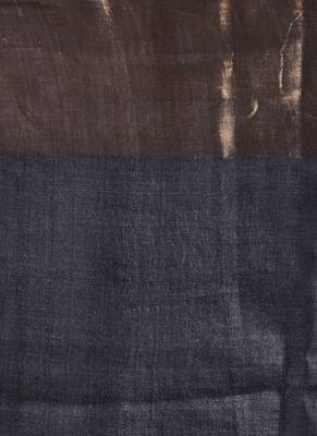 Orange & Navy Blue Tussar Silk Saree With Zari Border 4