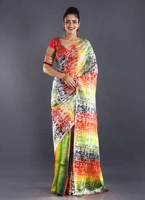 Multi Color Pure Silk Wroli Print Saree 1