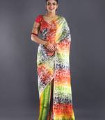 Multi Color Pure Silk Wroli Print Saree