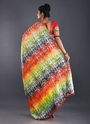 Multi Color Pure Silk Wroli Print Saree 3