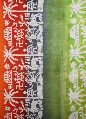 Multi Color Pure Silk Wroli Print Saree 4