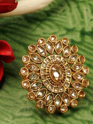 Gold artificial stones or beads rings 1