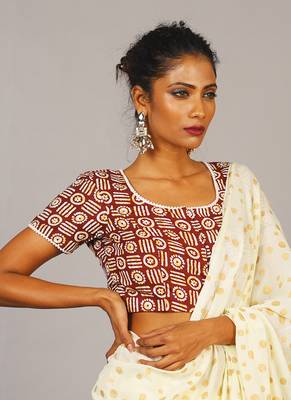Geometric Handloom Cotton Blouse 1