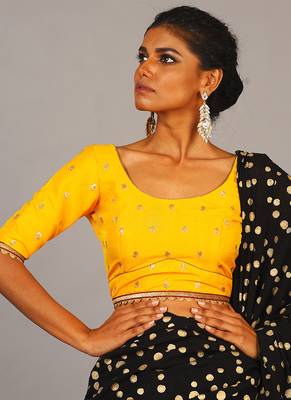 Yellow Embroidered Blouse With Maroon Border 1