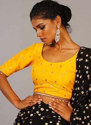 Yellow Embroidered Blouse With Maroon Border 2