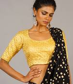 Golden Embroidered Blouse With Lace