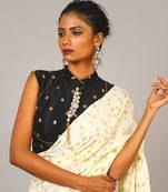 Black Embroidered Blouse With Brooch