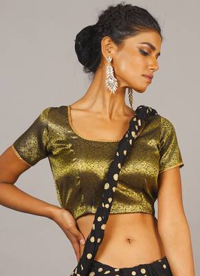 Black Tanchui Brocade Blouse With Lace 2