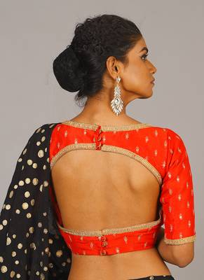 Red Embroidered Blouse With Crystal Lace 3