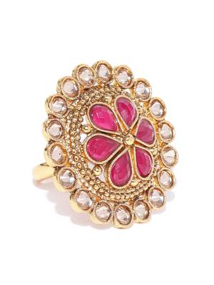 Magenta coloured stone rings 3