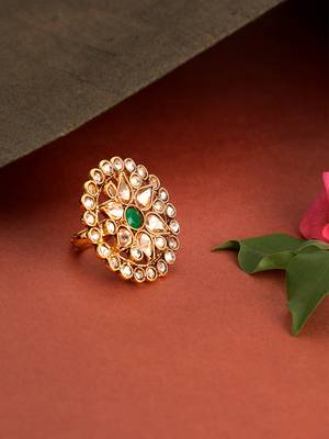 Green coloured stone rings 1