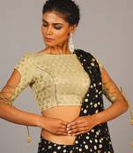 Beige Chanderi Brocade Blouse With Hand Tie