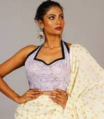 Grey Halter Blouse With Black Sequin Lace