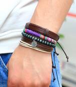 Genuine Leather Bracelet Multi-Color Wraps Casual Skin Friendly Bracelets For Men