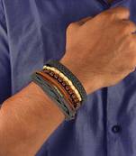 Genuine Leather Bracelet Black White Wraps Casual Skin Friendly Bracelets For Men