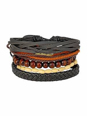 Genuine Leather Bracelet Black White Wraps Casual Skin Friendly Bracelets For Men 2