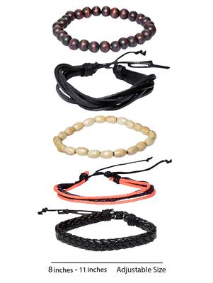 Genuine Leather Bracelet Black White Wraps Casual Skin Friendly Bracelets For Men 4