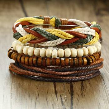 Genuine Leather Bracelet Multi-Color Wraps Casual Skin Friendly Bracelets For Men 2
