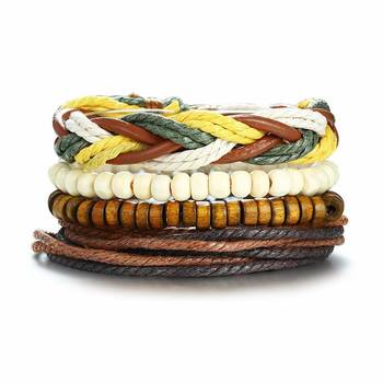 Genuine Leather Bracelet Multi-Color Wraps Casual Skin Friendly Bracelets For Men 3