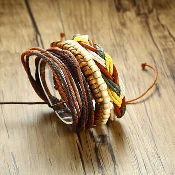 Genuine Leather Bracelet Multi-Color Wraps Casual Skin Friendly Bracelets For Men 4