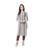 multicolor Elora Cotton Stripes Printed Kurti for Women