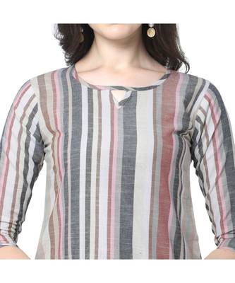 multicolor Elora Cotton Stripes Printed Kurti for Women 3