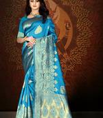 Sky Blue Woven Art Silk Saree With Blouse