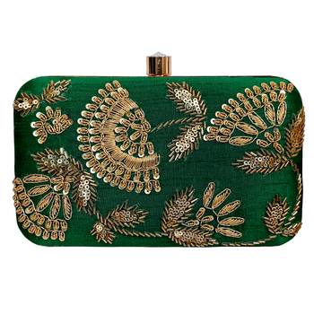 Green Embroidery Box Clutch 2