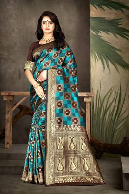 Brown Woven Art Silk Saree With Blouse 1