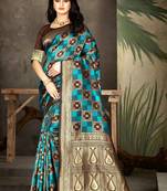 Brown Woven Art Silk Saree With Blouse