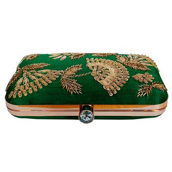 Green Embroidery Box Clutch 4
