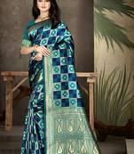 Sea Green Woven Art Silk Saree With Blouse