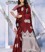 Maroon Woven Art Silk Saree With Blouse