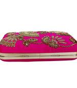 Pink Embrodery Box Clutch