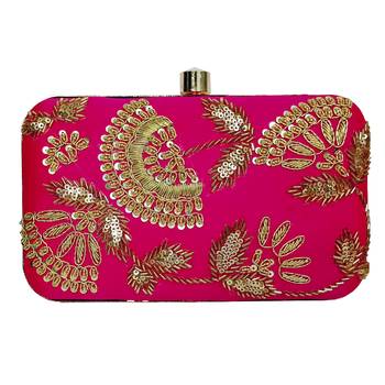 Pink Embrodery Box Clutch 2